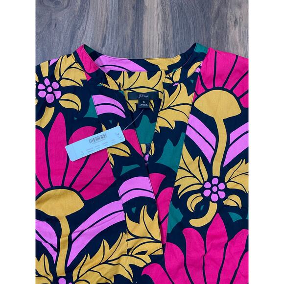 NEW Women J. Crew Open V-Neck Poplin Ratti Grandi Fiori floral 3/4 sleeve top S - Picture 4 of 5